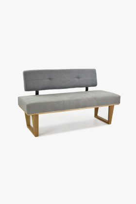 Modern szürke szövet étkezőpad tömör tölgy lábakkal 150 cm